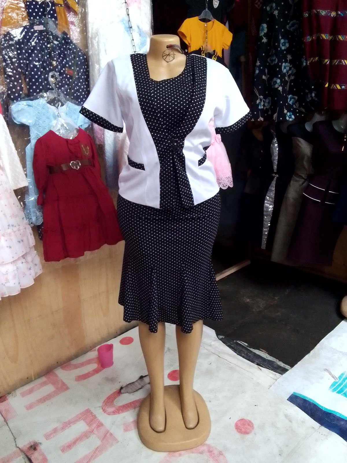 Polka Dot with White Jacket Dress
