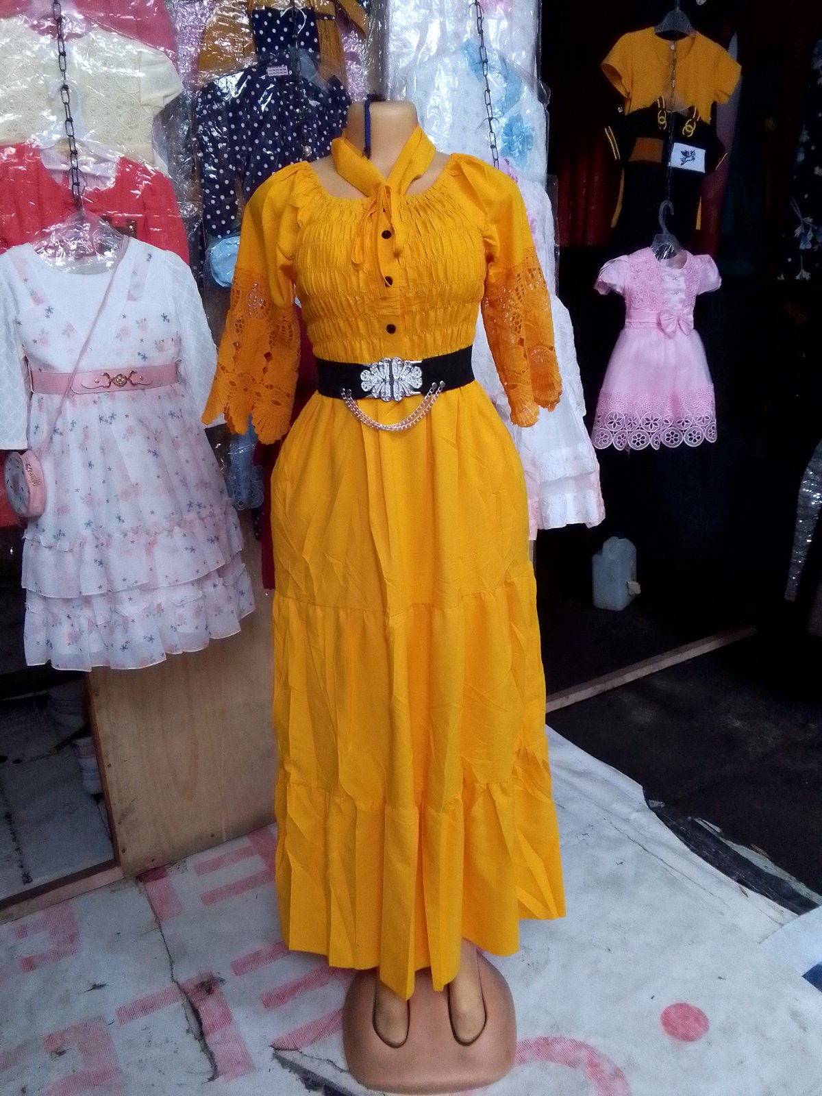 Yellow Long Sleeve Maxi Dress