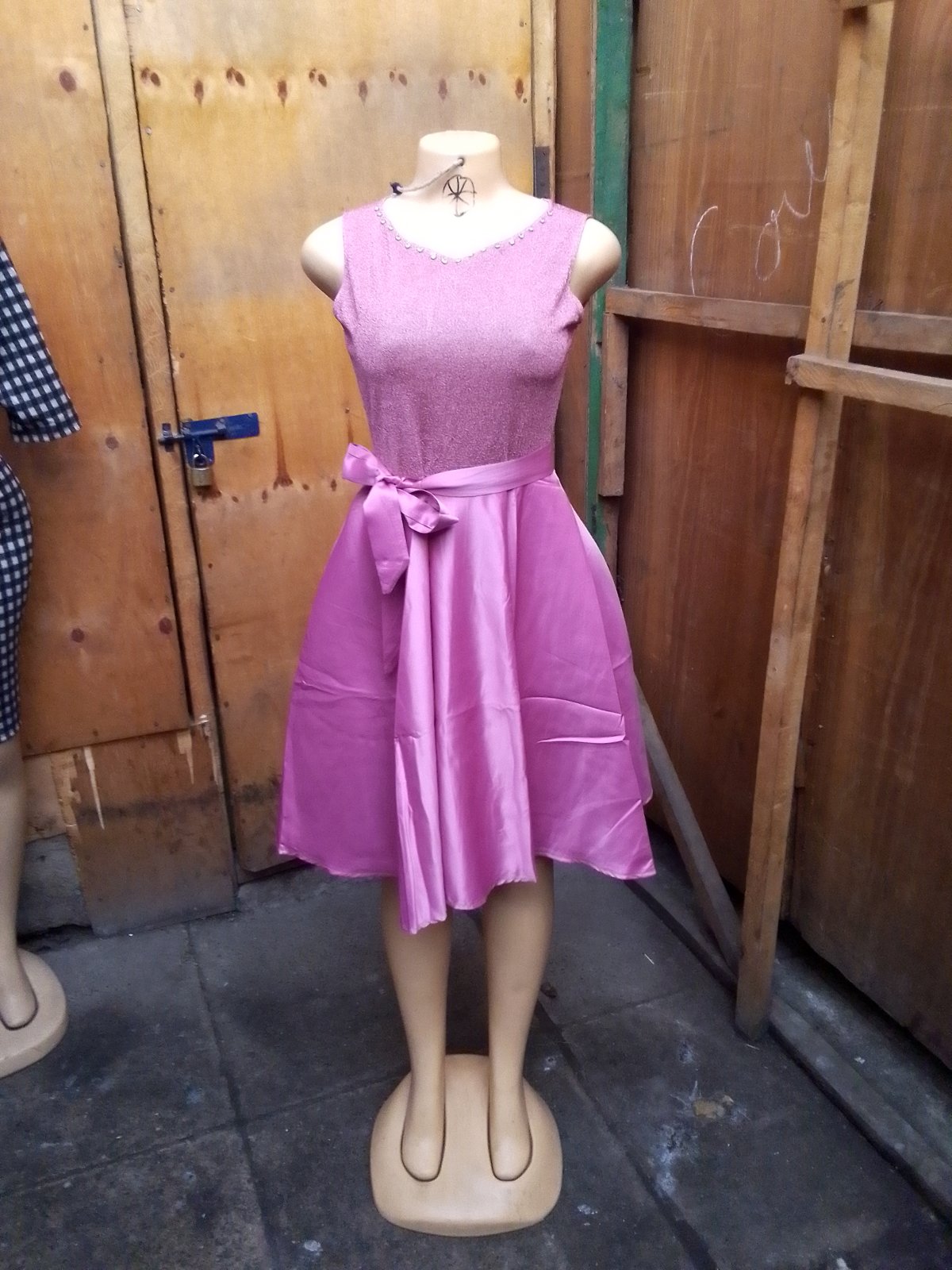 Pink Fit and Flare Dress with Belt