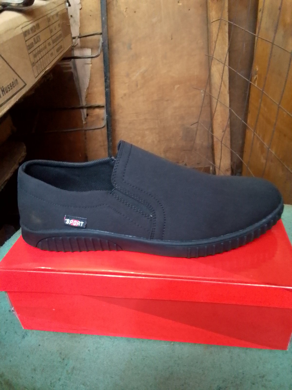 Black Canvas Slip-On Shoe