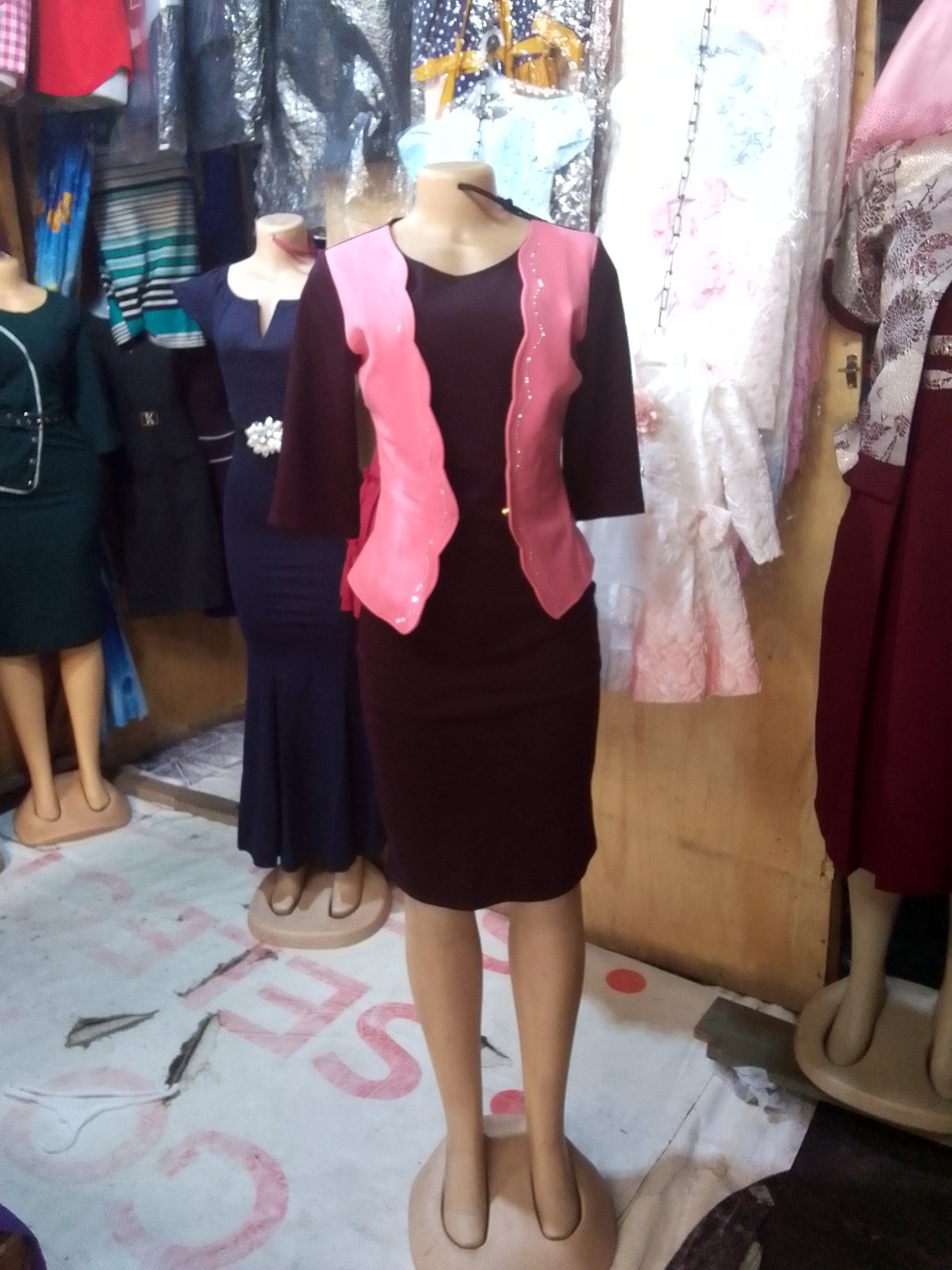 Black Dress Suit with Pink Trim