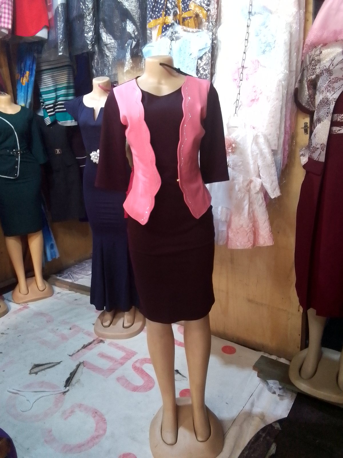 Black Dress Suit with Pink Trim