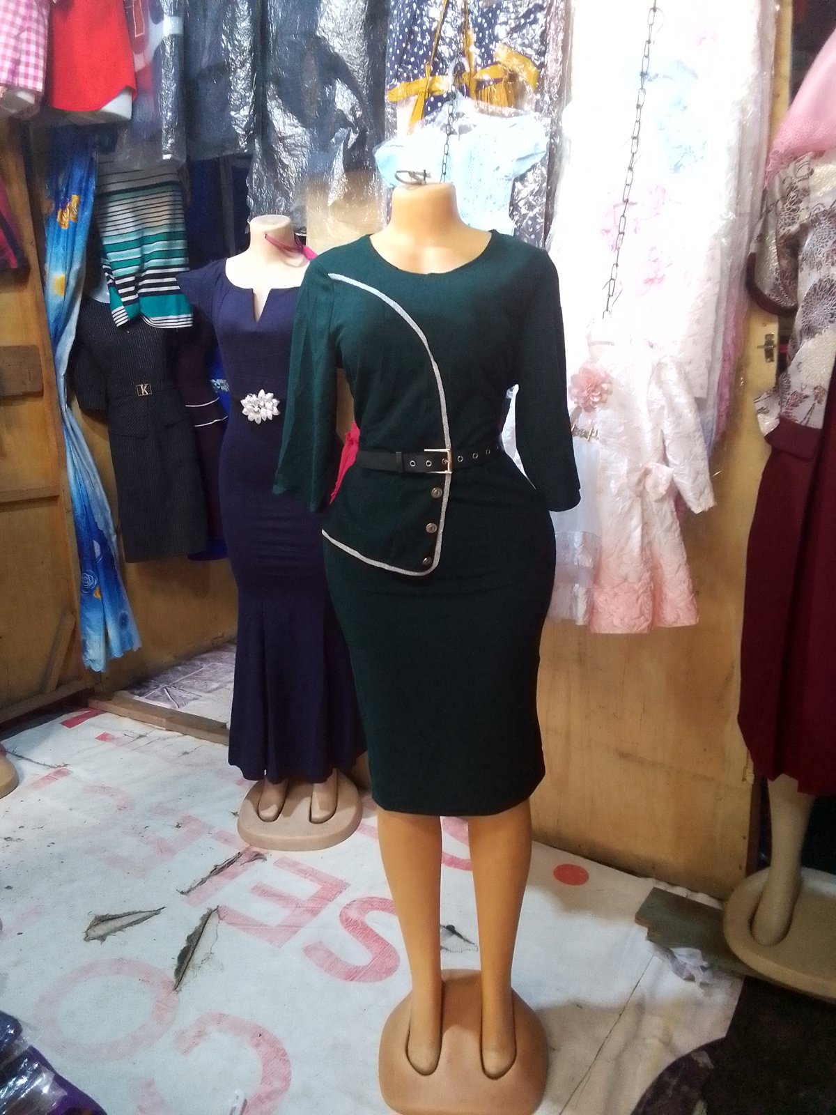 Elegant Green Peplum Dress