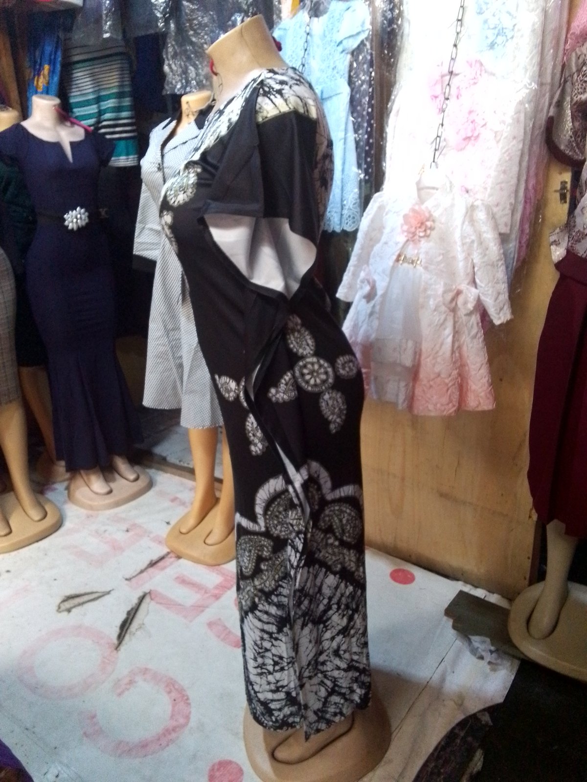 Black and White Batik Kaftan Dress